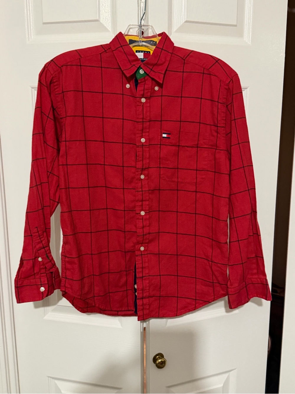 Tommy Hilfiger Red Windowpane Button-Down Shirt M